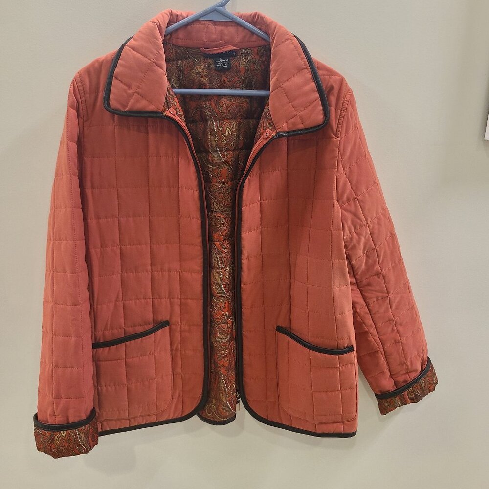 Statements Orange Puff Jacket (XL) Black Lining w/ Pockets & Roll Cuffs